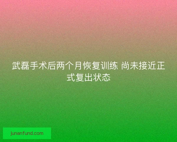 武磊手术后两个月恢复训练 尚未接近正式复出状态