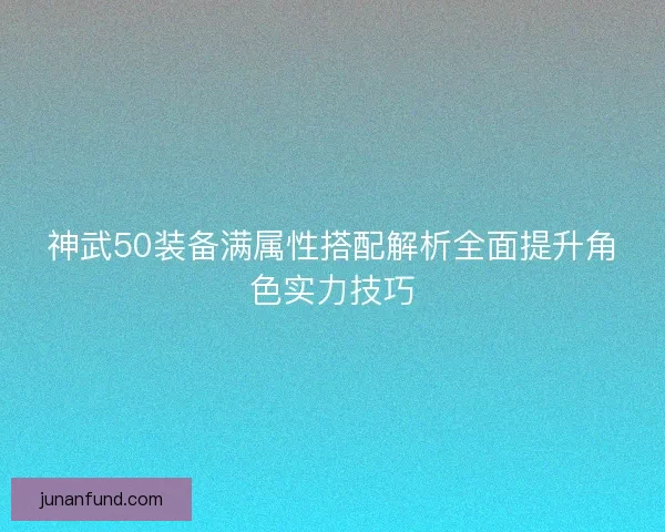 神武50装备满属性搭配解析全面提升角色实力技巧